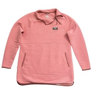 L.L. Bean Pink Quarter-Zip Quilted Pullover Hoodie